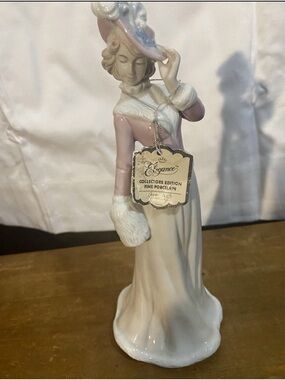 Collector's Edition Pink & White Porcelain Lady Figurine